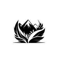 Majestic Mountain Landscape: A Serene Nature Scene with Wheat and Lush Greenery