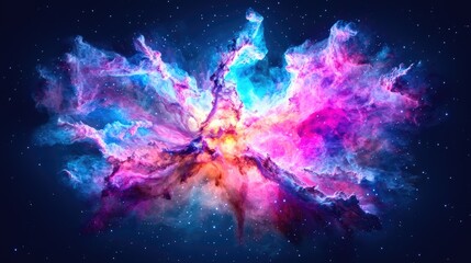 Cosmic Nebula vibrant colors, interstellar gas and dust, starfield background; ideal for science fiction, fantasy