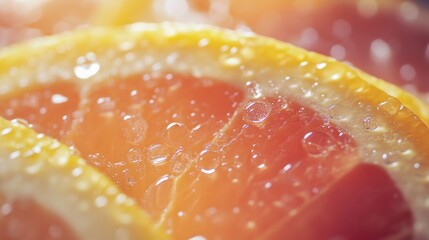 Close-up of Freshly Cut Citrus Slices with Water.