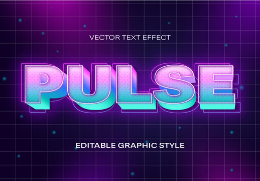 Pink And blue Neon Text 3D Font Retro Text Effect