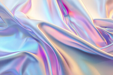 Obraz premium Iridescent silk fabric draped elegantly, showcasing soft folds and vibrant color play in light