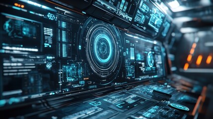 Fototapeta premium Futuristic Technology Control Panel Interface Display