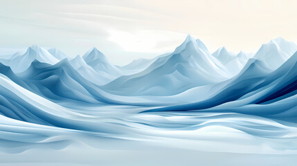 Abstract winter landscape, swirling frost patterns blending into icy mountains. Winter Lagoon. Illustration