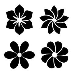 Flower set silhouette icon vector image,isolated on white background,minimalist,simple and modern ideas