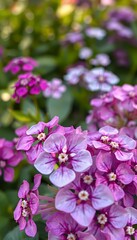 Obraz premium Close-Up of Pink and Purple Flowers in Soft Focus