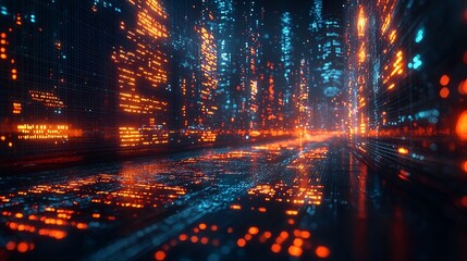 Futuristic digital city highway, glowing data streams, abstract background, tech concept
