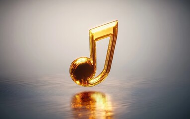 Minimalist Golden Music Note with Gradient Background and Soft Lighting