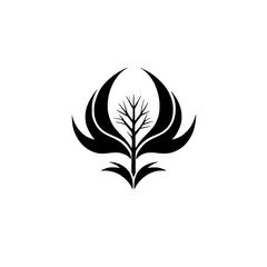 Abstract Black and White Tree Design: Minimalist Botanical Vector Illustration, Perfect for Logo, Icon, or Graphic