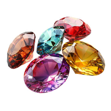 Brilliant Colorful Gemstones Diamond Jewels red cut blue rare dark isolated on transparent or white background, png
