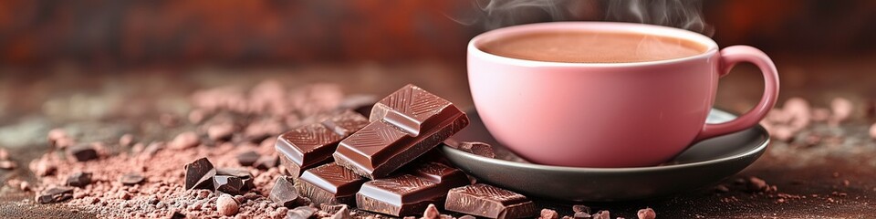 カップとチョコレートとコピースペース