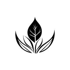 Elegant Black and White Leaf Logo Design: Minimalist Botanical Symbol for Nature-Inspired Brands
