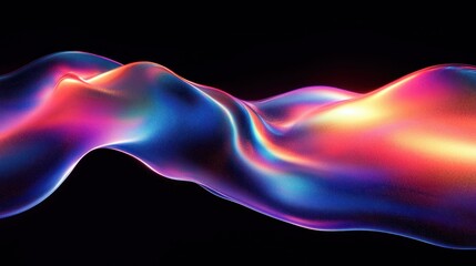 Abstract Fluid Wave Illuminated by Neon Colors in a Dark Void with Smooth Gradients and Motion Effect