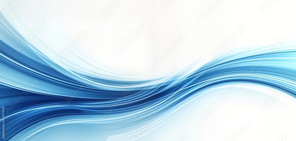 Poster Abstract design with dynamic blue lines. Smooth curves and lines flow across white background. Modern and minimalist design for presentation or wallpaper. Suitable for technology or future concepts.
