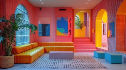 Vibrant social media studio tailored for a popular online influencer, designed to attract and engage a large digital audience