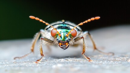 Fototapeta premium Close-up vibrant beetle, macro photography, nature, insect world, wildlife background, educational use