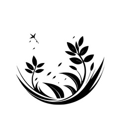 Fototapeta premium Elegant Black and White Floral Design: Minimalist Botanical Illustration, Nature-Inspired Art Print