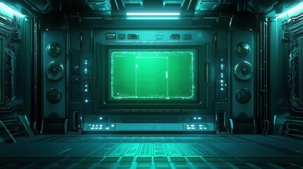 Fototapeta premium Futuristic Green Screen Room Interior Design