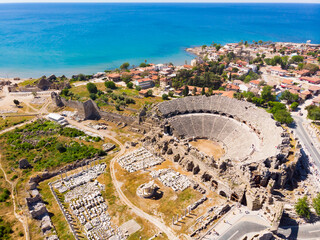 Naklejka premium Aerial view of Side city in Antalya. View from above. Turkey