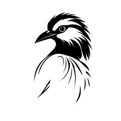 Fototapeta premium Elegant Bird Silhouette: Monochrome Avian Art Print. A stylish, abstract vector illustration of a bird, perfect for nature lovers and graphic design enthusiasts.