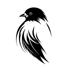 Abstract Bird Silhouette: Black and White Avian Vector Graphic