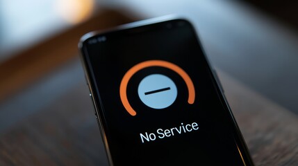 Smartphone Displaying "No Service" Message, Symbolizing Disconnect