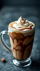Creamy Coffee Drink with Whipped Cream and Chocolate Drizzle