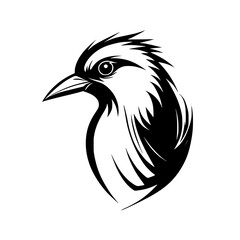Stylized Bird Head: Black and White Vector Graphic, Minimalist Animal Illustration