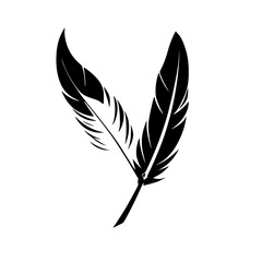 Obraz premium Elegant Black and White Feather Pen Design: Minimalist Vector Illustration, Perfect for Logos and Graphic Design Projects