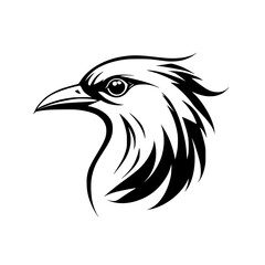 Obraz premium Majestic Bird of Prey: A Black and White Vector Illustration of an Eagle's Head