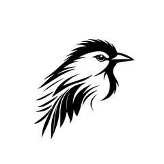 Elegant Bird Silhouette: Black and White Vector Graphic Design