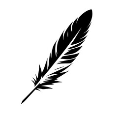 Obraz premium Elegant Black Feather Pen: Simple Vector Graphic Design. Perfect for minimalist logos, vintage designs, and writing-related projects.