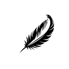 Fototapeta premium Elegant Black Feather: Quill Pen, Writing, Calligraphy, Bird Symbol, Vintage Design, Minimalist Graphic Illustration