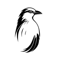 Fototapeta premium Elegant Shrike Bird: Black and White Vector Illustration. Perfect for nature lovers, wildlife enthusiasts, and graphic design projects. A stylish and modern art piece.
