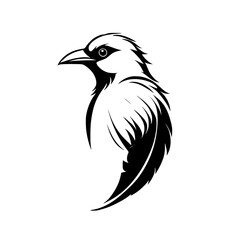 Obraz premium Elegant Bird Silhouette: Black and White Feather Design. Perfect for nature lovers and minimalist art enthusiasts. A stylish vector graphic for various applications.