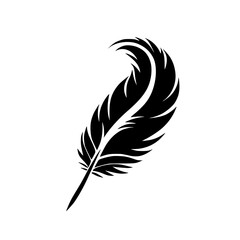 Obraz premium Elegant Black Feather: Quill Pen Symbol, Simple Vector Graphic Design. Perfect for writing, nature, and vintage themed projects.