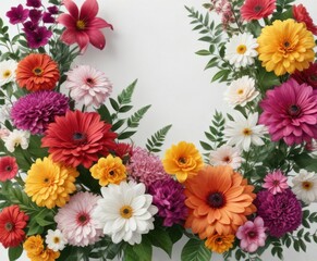 Colorful floral arrangement on white background, decor, colorful, natural