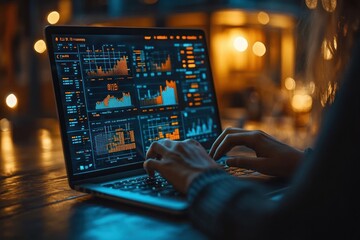 Mortgage Analysis Investment Planning with Laptop and House Icons for Financial Management in Real Estate