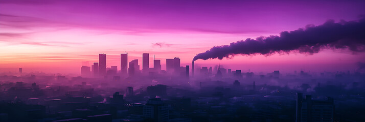 Smoke Ribbons Against Twilight City