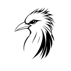 Majestic Bird Profile: Black and White Avian Vector Art. Elegant and stylish nature-inspired design, perfect for logo, graphic, or illustration projects.