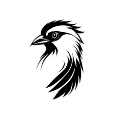 Elegant Bird Profile: Black and White Vector Graphic. Perfect for logo, design, or nature-themed projects.  Clean lines and minimalist style.