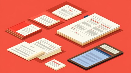 A clean flat lay of ERP training manuals, printed reports, and a tablet with financial tracking data.