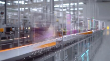 A clean industrial environment with SCADA dashboards monitoring critical processes.