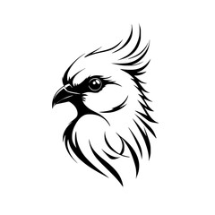 Fototapeta premium Elegant Bird Profile: Black and White Vector Art. A stylish minimalist design, perfect for nature lovers and graphic designers. This abstract bird illustration is a captivating piece of art.