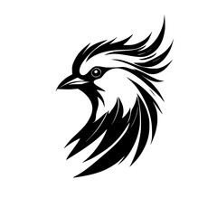 Elegant Bird Silhouette: A Stunning Vector Graphic Design. Perfect for logos, branding, and nature-inspired projects. Black and white, stylized avian art.