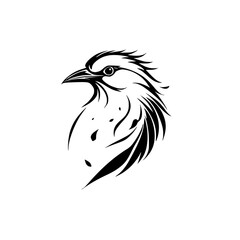 Stylized Bird: Black and White Avian Vector Illustration. Perfect for nature-themed designs, logos, and prints.  Elegant and abstract bird graphic.
