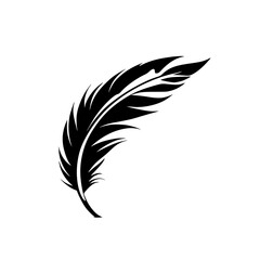 Fototapeta premium Elegant Black Feather: A Simple Vector Illustration. Perfect for writing, nature, and vintage designs. Clean, minimalist style, ideal for logos and icons.