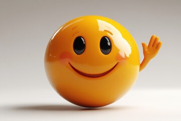 Cheerful animated smiley face waving expression of joy fun and happiness in simple cartoon style