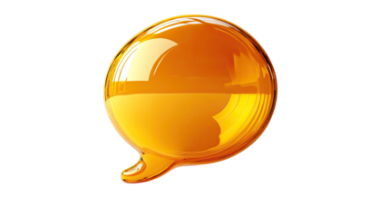 Glossy Orange Speech Bubble: A vibrant, glossy, orange speech bubble, isolated against a transparent background, perfect for showcasing your message or adding a dynamic touch to your design.
