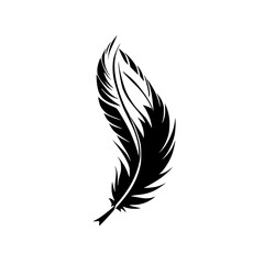 Obraz premium Black Feather: Elegant Vector Graphic Design. Perfect for minimalist art, logo design, or tattoo inspiration. Simple, stylish, and versatile vector illustration.