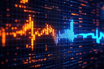 Futuristic Financial Trading Chart with Dynamic Graphs and Candlestick Visualizations